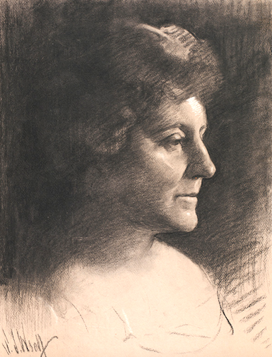 Frances Hodgson Burnett charcoal portrait by Samuel Johnson Woolf, 1924
